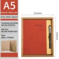 A5 Business-Notizbuch-Geschenkset in Orangerot mit Einband in Nubukleder-Optik - Nubukleder Orangerot Soft-Geschenkkarton Stil