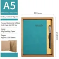 Premium A5 Business Notizbuch Geschenkset in Meergrün mit Gelschreiber und Kraftbox - Nubukleder Algengrün Soft-Geschenkkarton Stil