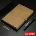 Premium A5 Business-Notizbuch mit Ledercover und Schnallenverschluss in Beige Farbe - A5 / Minimalistischer Schnallen-Stil (JDDZ088) / Beige