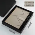 Graues A5 Notizbuch-Set mit Magnetverschluss und Stift in einer schwarzen Luxus-Box - Graues Notizbuch Mit Schwarzem Geschenkbox-Set / A5