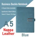 Cuaderno de negocios A5 de cuero nubuck azul con un elegante cierre de hebilla metálica - Estilo Hebilla Metálica / A5 (165*230mm) / 194 Páginas / Azul
