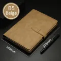 Premium B5 beige Kunstleder Business Notizbuch mit sicherem Schnallenverschluss - B5 / Minimalistischer Schnallen-Stil (JDDZ088) / Beige
