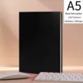 Minimalistisches schwarzes A5 PU-Leder Notizbuch mit 100 Blatt und weichem Einband für Büro - A5 / Minimalistischer Softcover-Stil (200 Seiten) / Schwarz