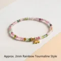 Handmade 2mm rainbow tourmaline beaded bracelet featuring a delicate gold elephant charm - 3mm Tourmaline Elephant Pendant Style