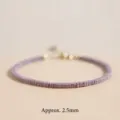Minimalist 2.5mm purple Lepidolite beaded bracelet with vintage charm for women - Extremely Fine Design / Light Purple
