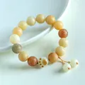 Natural charred Bodhi bead bracelet featuring a cute cat paw charm and engraved mantras. - Multi-Gemstone Mantra Cat Claw Bracelet