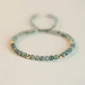Detailed view of handmade green moss agate beaded bracelet with polished gold spacers - 4mm Bead - No Gold Beads / Summer Moss Green