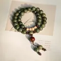 Handcrafted vintage green sandalwood Buddhist prayer bead bracelet with natural seeds - Verawood Buddhist Beads (10mm)