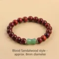 Elegant blood sandalwood bead bracelet with green accent stone and golden spacers, 8mm. - Bloodwood Color Bracelet