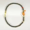 Handmade green sandalwood beaded bracelet with wooden Maneki-neko lucky cat charm - Verawood Lucky Cat Double Wrap Style