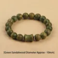 Handcrafted 10mm green sandalwood beads bracelet with ethnic Buddhist mantra carving - Prayer Beads Style / 10mm / Green