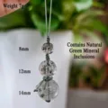 Natural green phantom quartz gourd phone strap with 8mm 12mm 14mm beads and 7g weight - Green Phantom Gourd Charm