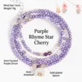 Elegant purple faceted amethyst and zircon multi-loop bracelet with crystal flower pendant - Amethyst Necklace Bracelet