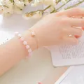 Elegant double-layered pink strawberry quartz crystal beaded bracelet set for women - Rose Quartz (Beaded Bracelet + Chain)
