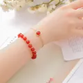 Elegant dual-layer red crystal bead bracelet and gold chain charm jewelry for women - Red Agate (Beaded Bracelet + Chain)