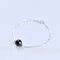 Elegant minimalist strawberry crystal bead bracelet with silver box chain and adjustable clasp - Platinum Plated - Garnet Red
