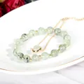 Green prehnite beaded bracelet and necklace set with gold-toned chain and accents - Prehnite (Beaded Bracelet + Chain)