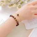 Elegant dual-layer tiger eye stone beaded bracelet and thin gold chain set for women - Tiger Eye (Beaded Bracelet + Chain)