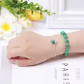 Elegant Korean style green gemstone bracelet set for women with silver chain and beads - Iron Dragon Stone (Beaded Bracelet + Chain)