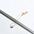 Minimalist gold box chain bracelet featuring a single elegant light blue crystal bead - Gold Plated - Aquamarine