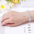 Elegant iridescent bead and silver chain bracelet set with opal style stones for women - Opal (Beaded Bracelet + Chain)