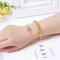 Trendy minimalist gold-plated chain and yellow crystal bead bracelet set for women - Citrine (Beaded Bracelet + Chain)