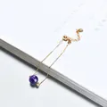 Elegant minimalist gold chain bracelet featuring a single round purple crystal bead - Gold Plated - Amethyst