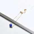 Elegant gold chain bracelet featuring a single blue bead accent for a minimalist style - Gold Plated - Lapis Lazuli