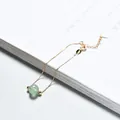 Elegant gold chain bracelet featuring a single minimalist green strawberry quartz bead - Gold Plated - Green Strawberry Quartz
