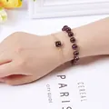 Elegant strawberry crystal bead and gold chain bracelet set for women, jewelry SKU - Garnet (Beaded Bracelet + Chain)