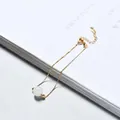 Elegant minimalist gold chain bracelet featuring a single white bead variant design - Gold Plated - Moonstone