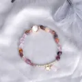 Natural Super Seven stone bracelet with gold star charm and purple crystal beads - Super Seven Quartz