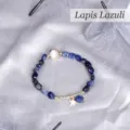 Elegant minimalist blue stone beaded bracelet with gold star charm, perfect gift for women - Blue Sodalite