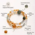 Pulsera multicapa de citrino natural y cuarzo rutilado verde para mujer elegante - Estilo Armonía Mono Rata Dragón