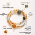 Pulsera de cuarzo rutilado amarillo natural con Pixiu de cristal blanco tallado, peso 29g - Estilo Armonía Tigre Caballo Perro