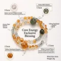 Pulsera de doble hilera de citrino natural y cuarzo rutilado verde con dije de Pixiu - Estilo Armonía Serpiente Gallo Buey