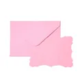 Elegante sobre rosa minimalista con tarjeta decorativa de bordes ondulados para saludos - 10*7/8.5*6cm / Rosa