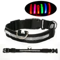 USB Rechargeable LED Dog Collar S Size Glowing Pet Safety Collar with Reflective Strip - XS / White Light - Battery Version