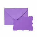 Elegante sobre morado con tarjeta de notas de borde festoneado a juego - Púrpura profundo