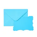 Elegante juego de sobres azul claro con tarjeta de felicitación con bordes ondulados - Azul Lago