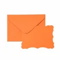 Juego de tarjetas de felicitación naranja con bordes festoneados y sobre a juego. - Rojo Anaranjado