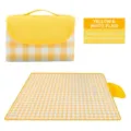 Tragbare gelb-weiß karierte Picknickmatte aus 600D Oxford-Gewebe mit wasserdichtem PVC-Boden - 100*150cm / Gelbes Gingham