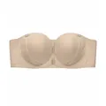 Strapless push-up bra, nude anti-slip tube top bra, secure support for daily comfortable wear. - S / Nude