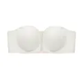 White strapless bandeau bra with front closure design for secure support and push-up comfort. - S / Champagne