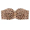 Leopard print strapless push-up bandeau bra, anti-slip front closure intimates for women. - Coffee Leopard
