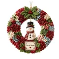 3D DIY Stoff-Weihnachtskranz mit Schneemann und Let it Snow Schild für Feiertagsdeko - Schneemann / Rot