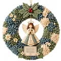 3D fabric Christmas wreath DIY kit with angel ornament and floral texture - Angel Style
