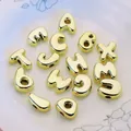 Abgerundete goldene UV-beschichtete Acryl-Buchstabenperlen mit großen Löchern für Bastelarbeiten - Cartoon Große Loch Buchstabe (A0690) / Höhe 25mm / UV Gold