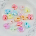 Sortierte pastellfarbene UV-plattierte Acryl-Alphabetperlen mit großen Löchern für DIY - Cartoon Große Loch Buchstabe (A0690) / Höhe 25mm / UV Vollfarbe