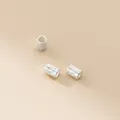 Detailed view of 925 sterling silver tube beads with leaf engraving for jewelry making - Leaf Pattern Short Tube Barrel Bead (S0999) / 925 Sterling Silver Polished White